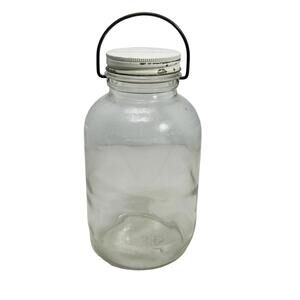 Vintage 9" Glass Jar with Aluminum Twist Cap and Handle